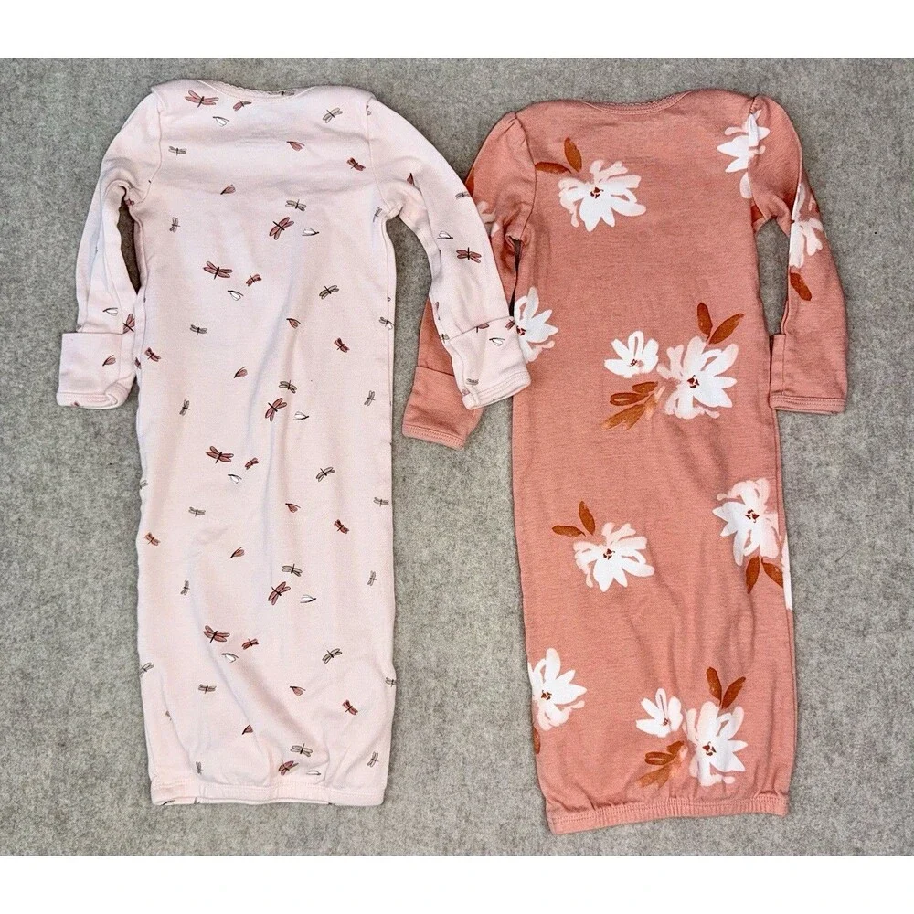 Carters Girls 3 Month Set Of 2 Gowns 100% Cotton